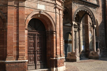 Romanesque brick church. Romanesque brick church.San Luca di Cremona is an ancient church with a superfetation of the octagonal Tempietto del Risorto. 