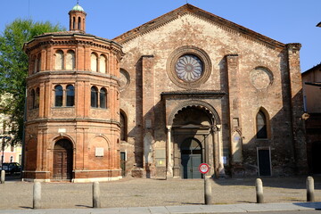 Romanesque church. Romanesque brick church.San Luca di Cremona is an ancient church with a...