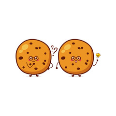 Cute funny cookies expression character. Vector hand drawn cartoon mascot character illustration icon. Isolated on white background. food breakfast character concept