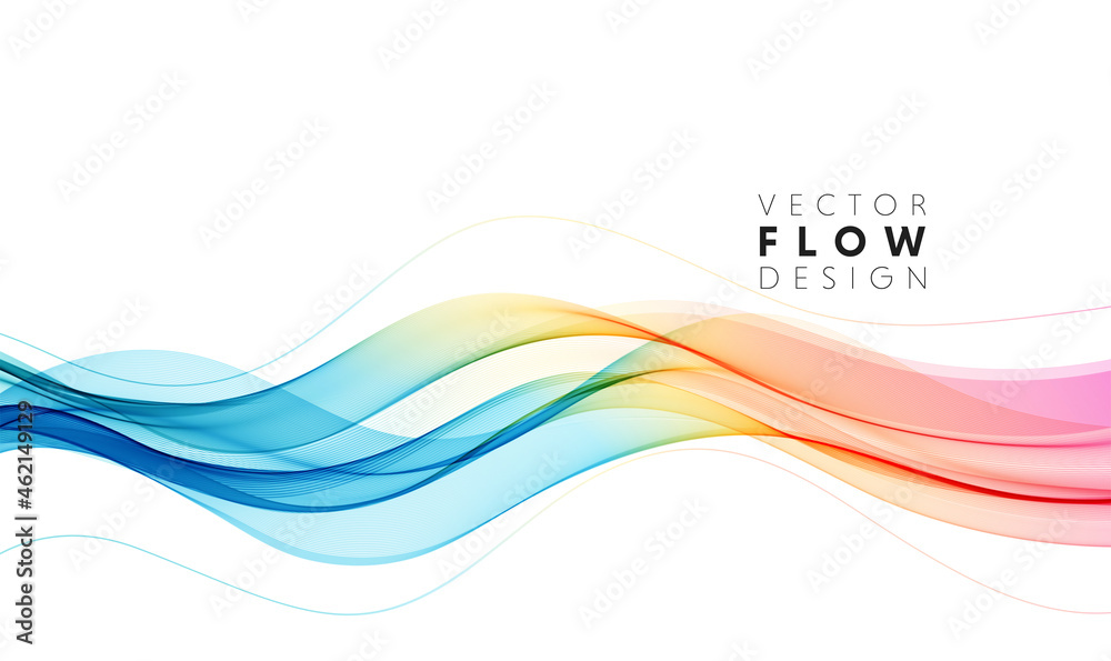 Poster Vector abstract colorful flowing wave lines isolated on white background. Design element for wedding invitation, greeting card