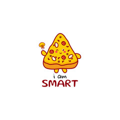 Cute funny pizza currency character. Vector hand drawn cartoon mascot character illustration icon. Isolated on white background. fast food character concept