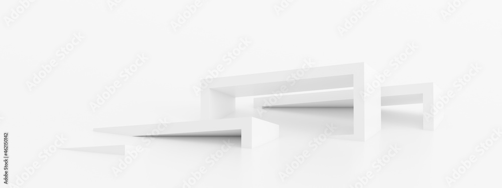 Aufkleber abstract of white geometric background, futuristic modern building design, 3d rendering.