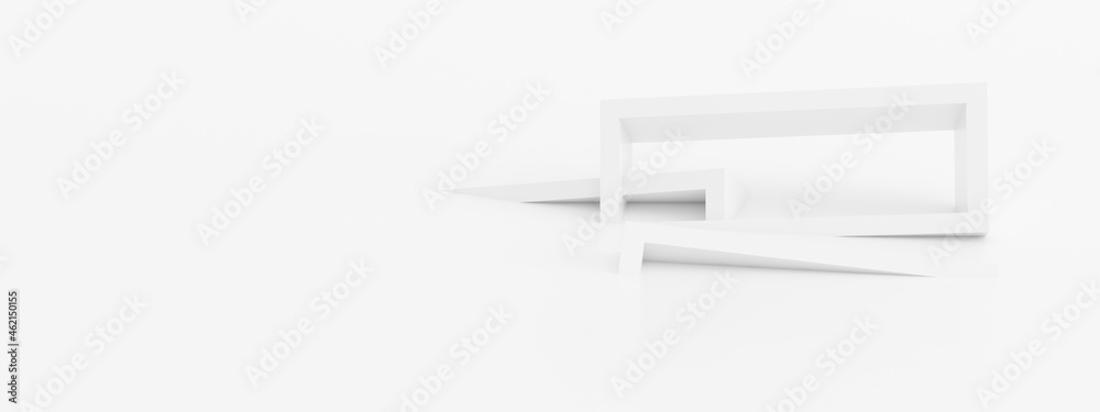 Poster abstract of white geometric background, futuristic modern building design, 3d rendering.