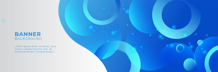 Business webinar horizontal banner design. Modern banner design with dark blue and white background color and place for the photo. Usable for banner, cover, and header.