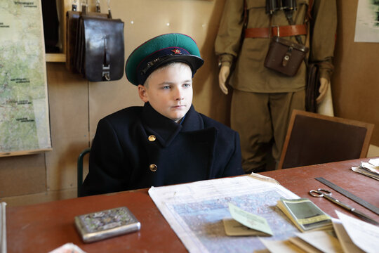 Child in uniform of border guard