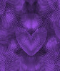 Fototapeta premium pattern and halftone designs inspired by close-up single heart shaped object in vivid purple on a black background