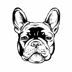 French bulldog head illustration. Angry dog ​​sketch. Image for printing on any surface