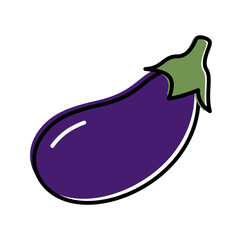 Eggplant fruit in a modern line style on a white background. Vegetable icon, print for fabric, grocery store, farmers market.