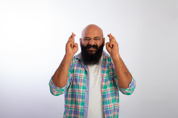 Indian Strong Healthy confident bald guy making choice or thinking, pondering