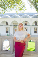 Weekend in Istanbul. Travelling concept. concept of vacation in Turkey. New places for trip. Ideas for journey. Modern lady have a good mood in trip