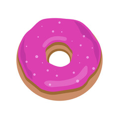 Cartoon donut isolated on white background. Vector Donut into the glaze . Sweet doughnut food.