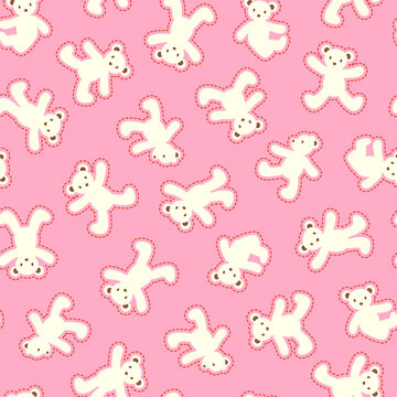 Seamless pattern of simple and cute bear illustration,