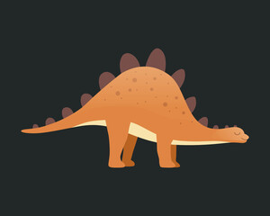 Dinosaur vector isolated on dark. Dinosaurs animal predators and herbivores. Dino icon.