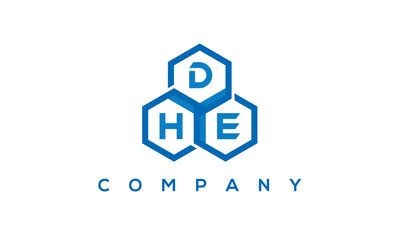 DHE three letters creative polygon hexagon logo