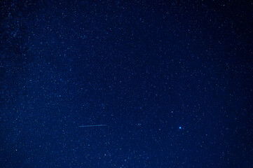 stars on the background of night starry sky with milky way. Blue background with galaxies, nebulae...