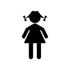 A girl's badge with black bows on a white background.