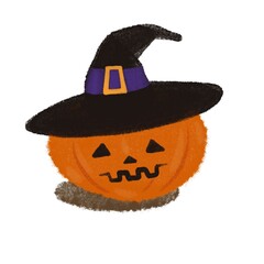 halloween pumpkin with hat scary jack o lantern on a white background 