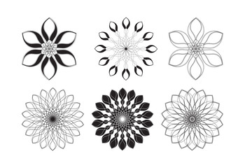 floral tracery symbols set in black and white