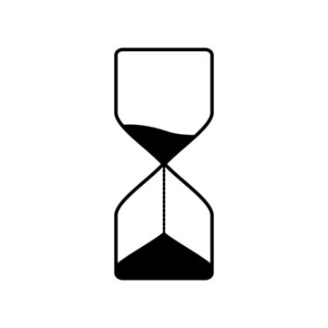 A simple hourglass icon in black on a white background.