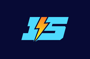 Letter JS logo with Lightning bolt icon, Power Energy Logo design, Alphabet J and S with electric bolt