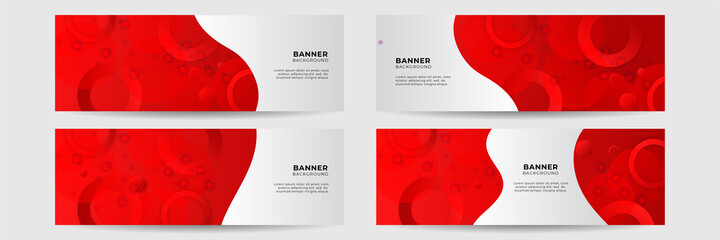 Set of abstract red banner background with 3d overlap layer and wave shapes. Geometric, polygonal Abstract background, texture, advertisement layout. web page. header for website.