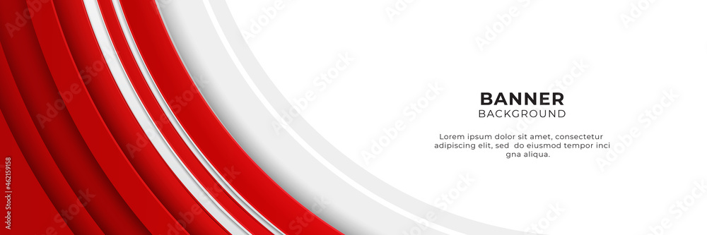 Aufkleber Abstract red banner background design template vector illustration with 3d overlap layer and geometric wave shapes. Polygonal abstract background, texture, advertisement layout and web page