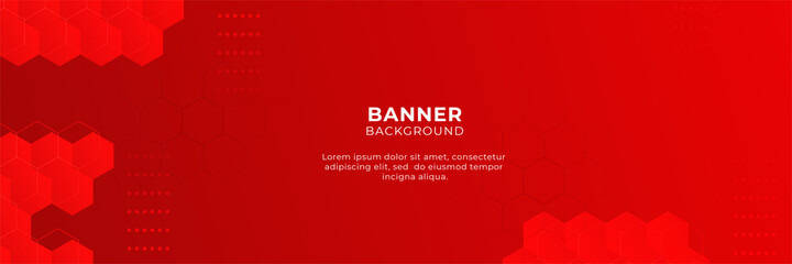 Abstract red banner background with 3d overlap layer and geometric shapes