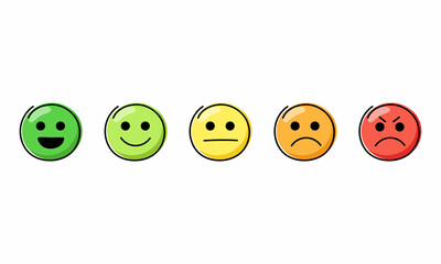Set of emotions faces. Feedback scale. Vector illustration