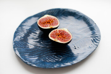close up of  ripe fresh fig cut in half