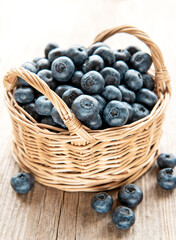 Blueberries on wooden background