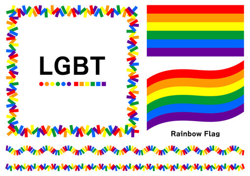 LGBTの象徴であるレインボーフラッグと6色で構成された背景素材 デザイン セット ベクター
LGBT symbol rainbow flag and six colors background design set vector