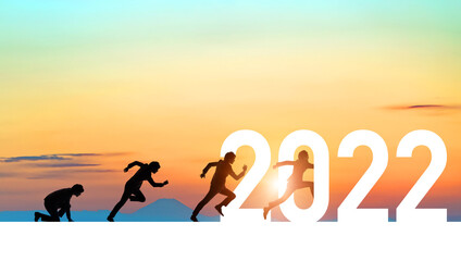 Obraz premium 2022年イメージ ビジネス向け年賀状素材 スタートする人物