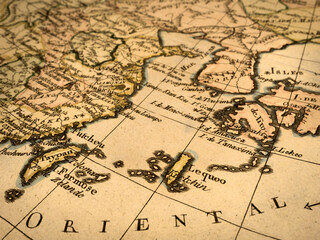 アンティークの世界地図　台湾と沖縄