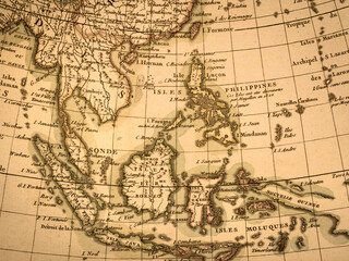 Fototapeta na wymiar アンティークの世界地図　東南アジア