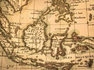 Fototapeta na wymiar アンティークの世界地図　東南アジア