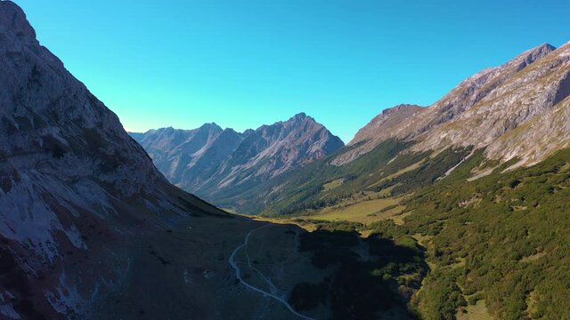 Alps mountain, karwendel autria germany nature landscapes aerial video in 4k.