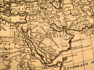 Fototapeta na wymiar アンティークの世界地図　アラビア半島