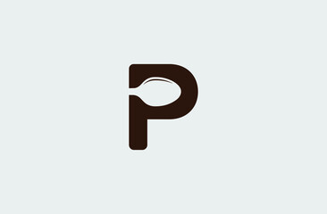 Initial Letter P with Spoon Fork for Restaurant logo design. Alphabet P