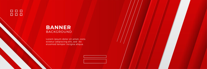 Abstract red banner background design template vector illustration with 3d overlap layer and geometric wave shapes. Polygonal abstract background, texture, advertisement layout and web page