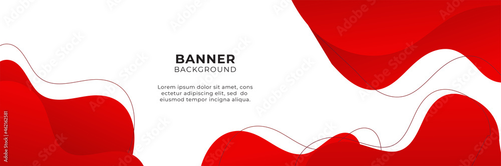 Poster Abstract red banner background design template vector illustration with 3d overlap layer and geometric wave shapes. Polygonal abstract background, texture, advertisement layout and web page