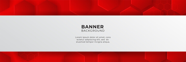 Abstract red banner background design template vector illustration with 3d overlap layer and geometric wave shapes. Polygonal abstract background, texture, advertisement layout and web page