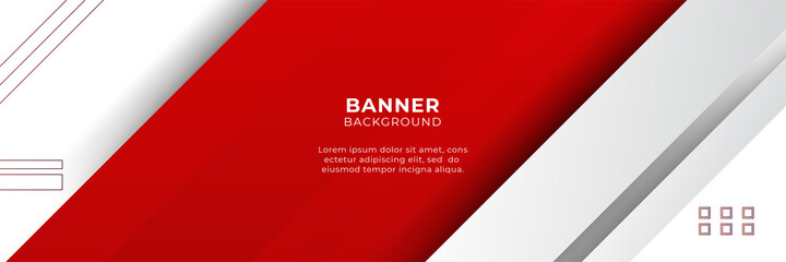 Abstract red banner background design template vector illustration with 3d overlap layer and geometric wave shapes. Polygonal abstract background, texture, advertisement layout and web page