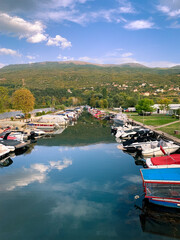 Naklejka premium boats on the river