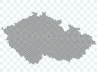 Abstract black map of Czech Republic - planet dots planet, isolated on transparent background.Vector eps 10