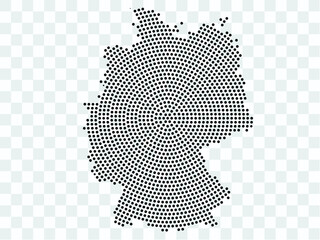 Abstract black map of Germany - planet dots planet, isolated on transparent background.Vector eps 10