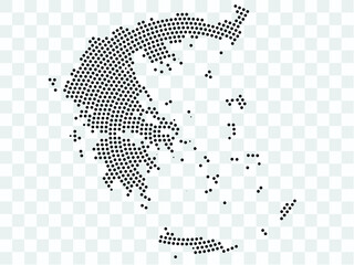 Fototapeta na wymiar Abstract black map of Greece - planet dots planet, isolated on transparent background.Vector eps 10