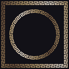 Greek gold frames on a black background, vector