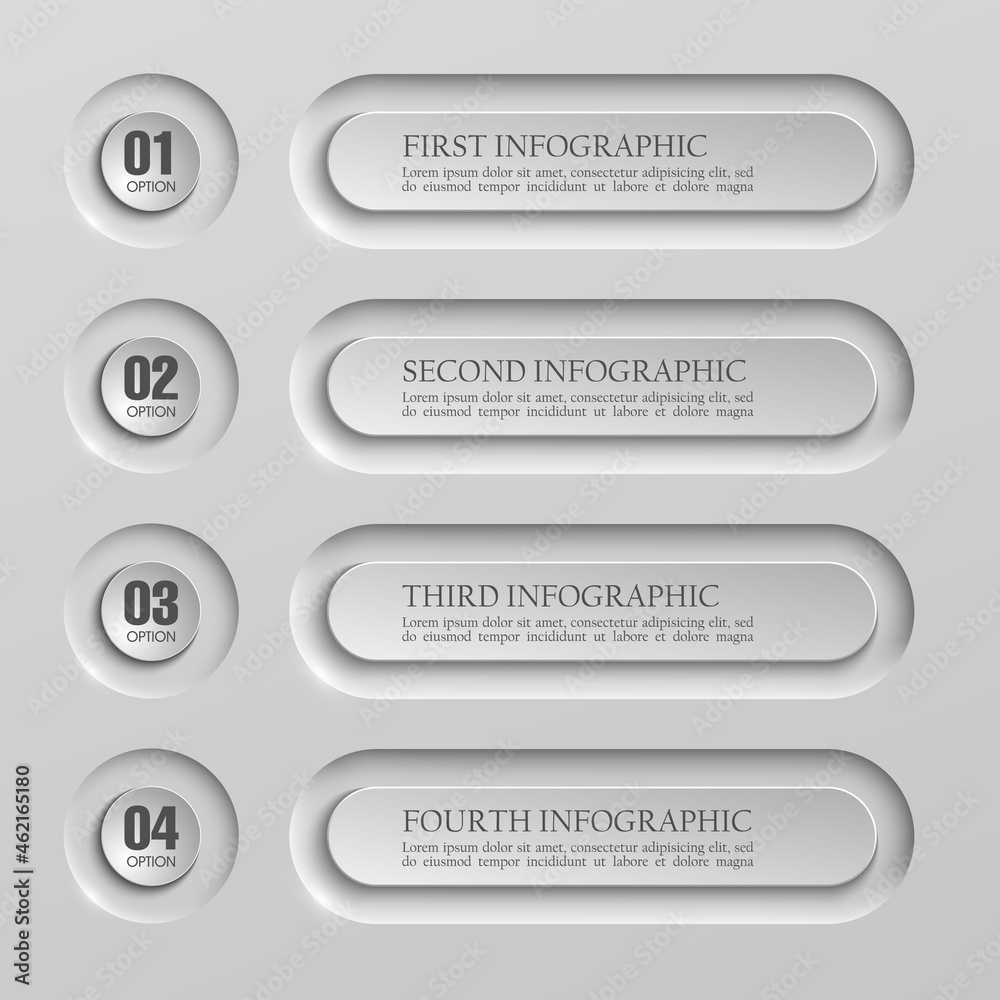 Poster Information infographic statistic vector presentation. Graphic composition for your business plan. Four glossy button for your annotations. Sticker for registration of proposals