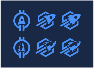 Obraz premium set bundle rocket startup logo inspiration