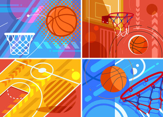Collection of basketball banners. Placard designs in flat style.